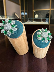 American Diamond Floral Statement Ring – Adjustable Pear-Cut Crystal Cocktail Ring, 7 Colors, Gift Box Included