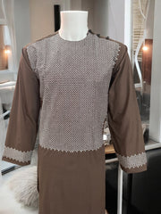 Machine Khamakdozi Embroidered Parahan Tunban for Men – Brown | Small