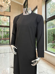 Large Qasimi Design Black Parahan Tunban for Men – Traditional Afghan Outfit with Modern Style