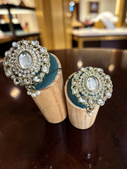 Adjustable American Diamond Floral Statement Ring | Gold-Tone Brass | 6 Color Options | Gift Box Included | Indian Pakistani Afghan Jewelry