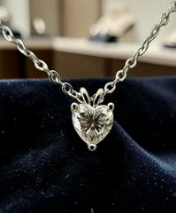 1 Carat Heart Cut Moissanite Pendant Necklace – Silver Tone Solitaire Necklace with GRA Certificate & Jewelry Box 7063