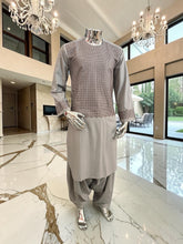 Medium Men’s Light Gray Parahan Tumban with Brown Embroidery – Afghan Traditional Outfit