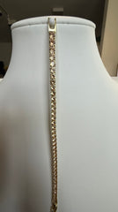 Champagne Crystal Tennis Bracelet – Gold Tone Round Cut Elegant Women’s Bracelet 7110
