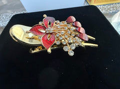 Gold-Tone Floral Rhinestone Hair Clip – Elegant Crystal Flower Hair Accessory | 3 Colors