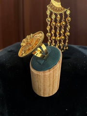 Vintage 24K Gold Plated Floral Pendant Necklace Set with Earrings | Traditional Afghan, Pakistani, Indian & Middle Eastern Jewelry