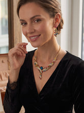 Multicolor Crystal Gold-Tone Necklace & Earrings Set. 069