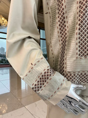 X-Large Men’s Light Khaki Afghan Parahan Tunban Set with Premium Machine Embroidery