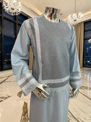 X-Large Sky Blue Kandahari Parahan Tunban for Men | Premium Afghan Traditional Wear