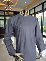 Small Afghan Parahan Tunban for Men – Premium Blue Grey color Qasimi Design