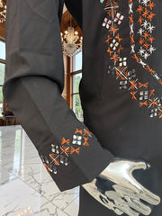 Small Black Afghan Parahan Tunban with Mirror Work – Premium Embroidered Men’s Traditional Outfit with Chadder/patto