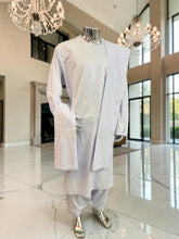 XX-Large Men’s White Parahan Tunban – White-on-White Machine Embroidered Afghan Traditional Outfit 7218