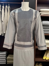 Men’s Gray Kameez with Black and Silver Machine Embroidery – XXL | Luqmaan Boutique