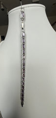 Lavender Emerald-Cut Crystal Halo Bracelet – Silver Tone Statement Jewelry 7089