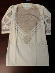 Kids age 7-9 yr old Afghan clothes for kids ivory/gold