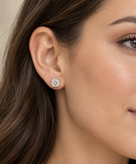 1 CT Cushion-Cut Moissanite Stud Earrings, D Color VVS1 Diamond Alternative, Gold or Silver-Plated Bridal Jewelry Gift
