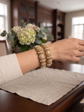 Noor Antique Gold Pearl & Crystal Bangles – Set of 2 | Two Sizes