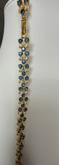 Sapphire Blue Butterfly Crystal Bracelet – Gold Tone Rhinestone Statement Jewelry 7081