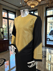 Men’s Black Parahan Tumban with Gold Embroidery & Matching Shawl | Afghan Traditional Outfit Large to X-Large