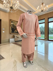 XL Rosewood Afghan Kameez – Premium Fabric with High-Quality Matching Embroidery