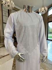 Medium White Shesha Afghan Parahan Tunban Groom Wear