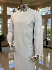 Men’s White Parahan Tumban with Matching Machine Embroidery – Traditional Afghan Outfit, Medium