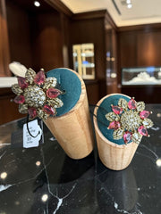 Adjustable American Diamond Floral Statement Ring | Gold-Tone Brass | 6 Color Options | Gift Box Included | Indian Pakistani Afghan Jewelry