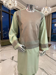 X-Large Pistachio Green Kandahari Parahan Tunban for Men | Premium Afghan Traditional Wear