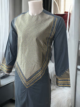 Men’s Slate Blue Parahan Tumban with Gold Embroidery Small