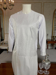 Men’s White Diamond Pattern Parahan Tumban – Medium | Elegant Afghan Traditional Outfit
