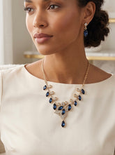 Women’s Crystal Leaf Necklace & Earrings Set – 4 Colors