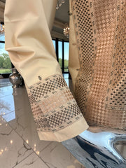 Medium Men’s Tan Parahan Tunban with Premium Machine Embroidery