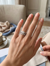Size 8.5 Moissanite Twisted Infinity Engagement Ring Set S92.5 Sterling Silver| Round Cut Bridal Wedding Ring. 6012
