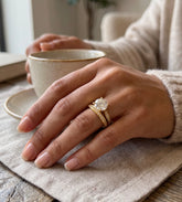 Size 6 Gold-Tone Silver Plated Moissanite Bridal Ring Set – Round-Cut Solitaire 6014