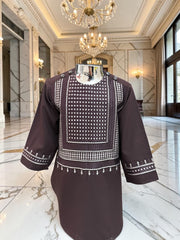 Deep Plum Kids Afghan Parahan Tunban Set – Premium Embroidered Traditional Afghan Outfit for Boys (Ages 1–12 Years) Design #24