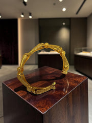 Women’s Gold-Tone Copper Openable Bangle – Dubai-Inspired Textured Bracelet 033