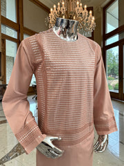 XL Rosewood Afghan Kameez – Premium Fabric with High-Quality Matching Embroidery