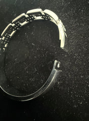 Geometric Crystal Link Stainless Steel Bangle Bracelet – Gold or Silver