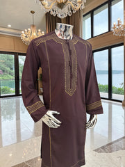 Large Afghan Parahan Tunban with Traditional Embroidery – Deep Plum