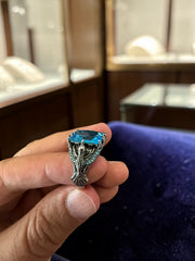 Turquoise Blue Turkish Eagle Ring – Vintage Ottoman Style Statement Ring