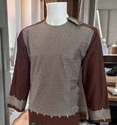 Men’s Brown Parahan Tumban with White Embroidery – Afghan Traditional Outfit (Small)