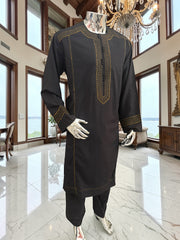 Large Afghan Parahan Tunban with Traditional Embroidery – Black