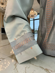 Medium Olive Green Afghan Parahan Tunban with Premium Machine Embroidery for Men