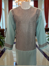 X-Large Afghan Parahan Tunban for Men – Machine Embroidered, Aqua Green