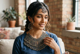 Handmade 3-Piece Afghan Jewelry Set – Vintage Tribal Statement Necklace, Matching Earrings & Headpiece | Traditional Kuchi Boho Festival Jewelry for Women 010
