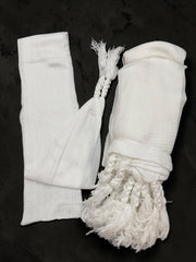 Afghan Tunban Izarband Waist Tie – Traditional White Drawstring for Parahan Tunban
