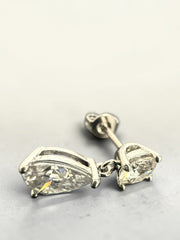 1 CT Certified Pear-Cut Moissanite Drop Earrings – D Color VVS1, Gold or Silver Plated