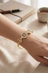Tree of Life Crystal Bangle – Gold-Tone Stainless Steel 8025