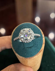 1 Carat Round Cut Moissanite Halo Ring – Adjustable Silver Tone Ring with GRA Certificate & Premium Jewelry Box 7060