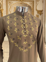 Men’s Brown Hand-Embroidered Designer Afghan Parahan Tunban Set 5034