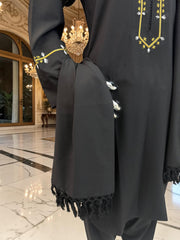 Premium Black Patto / Chadder Shawl – Traditional Afghan Style Fringe Scarf Only